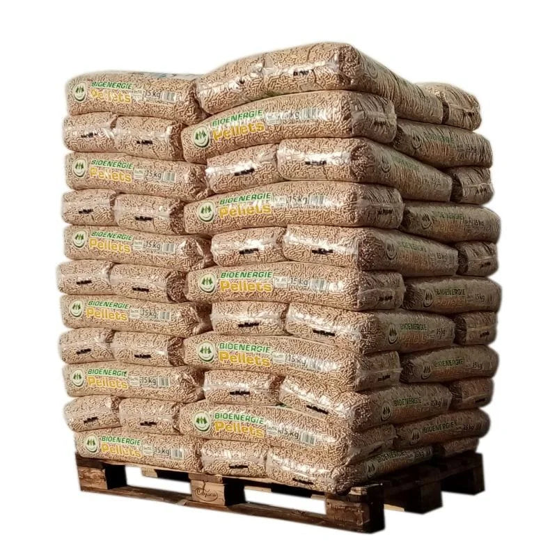 66 Säcke Holzpellets Bio Énergie – Palette mit 66 Säcken à 15 kg