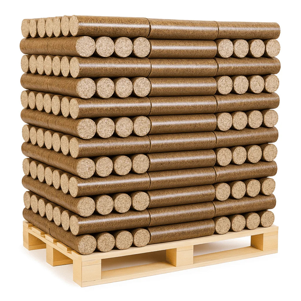 960 kg Palette mit zylindrischen Pressholzbriketts